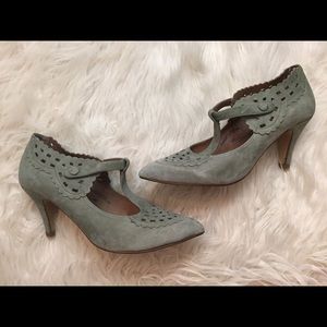 Anthropologie Lucky Penny Needlelace Suede Shoes